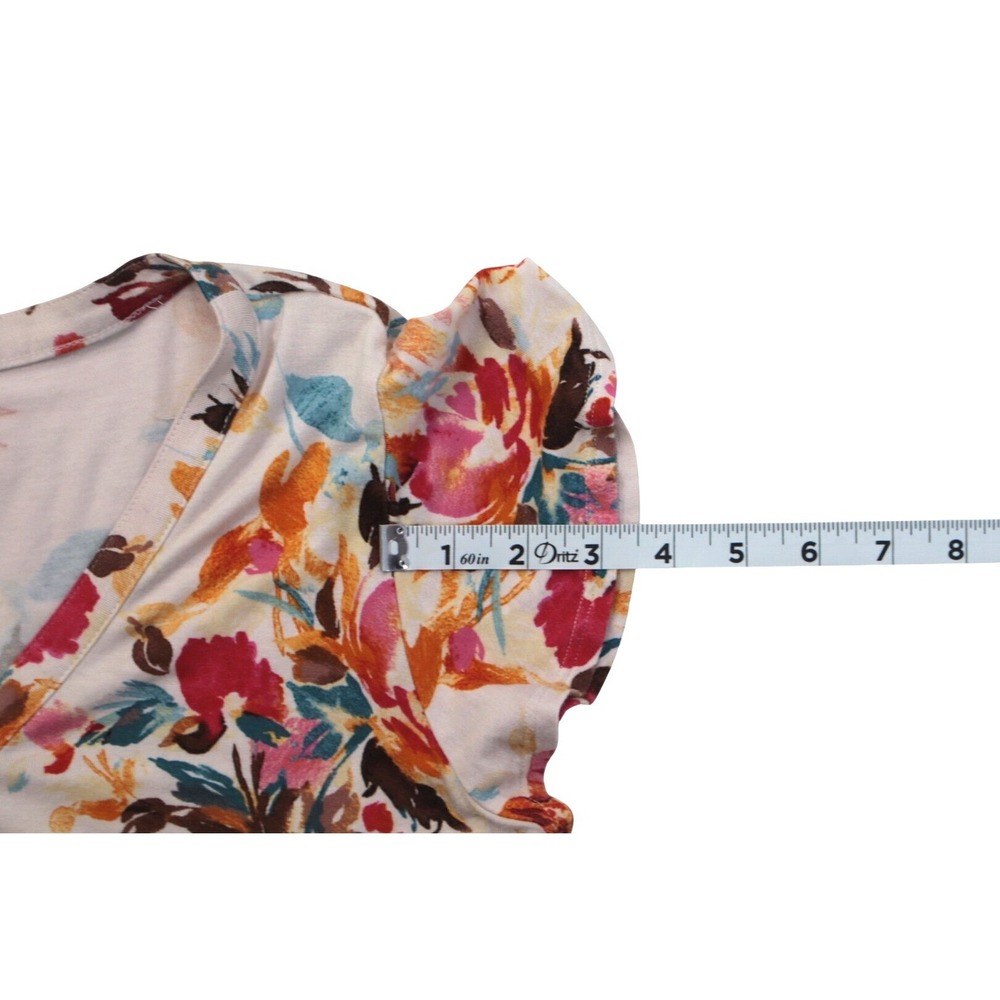 Torrid Super Soft Knit Floral Tiered Babydoll Top Button Front V-Neck Pink 00 - Picture 6 of 9